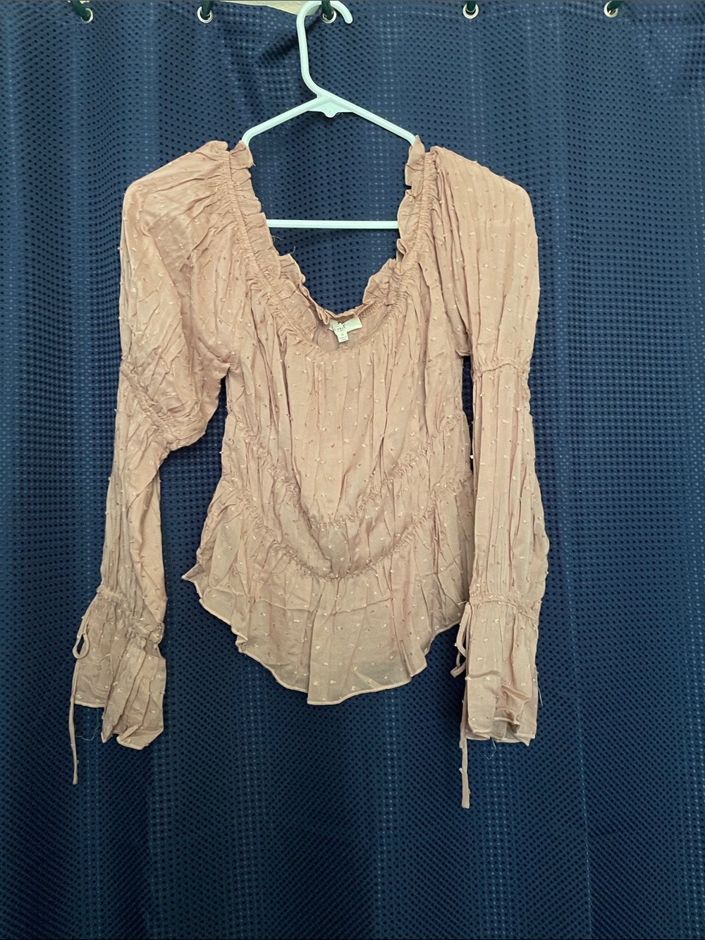 Boho Smocked Long-Sleeve Crop Top - Dusty Mauve